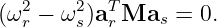 (ω2r − ω2s)aTr Mas = 0.
