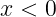 x < 0
