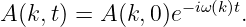                  −iω(k)t
A(k, t) = A (k,0)e      .

