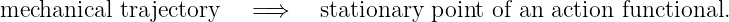 mechanical trajectory   =⇒    stationary point of an action functional.
