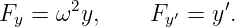 Fy =  ω2y,     Fy′ = y′.
