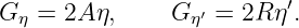 G η = 2A η,    G η′ = 2R η′.
