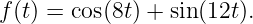 f (t) = cos(8t) + sin(12t).
