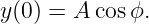 y (0 ) = A cos ϕ.
