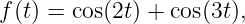 f(t) = cos(2t) + cos(3t),
