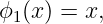 ϕ (x) = x,
 1
