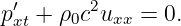 p′xt + ρ0c2uxx = 0.
