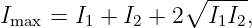                  ∘ ----
Imax =  I1 + I2 + 2 I1I2,
