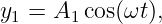 y1 = A1 cos(ωt),
