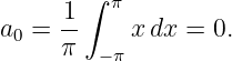        ∫ π
a0 = 1-    xdx  = 0.
     π  −π
                                                                                         
                                                                                         
