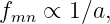 fmn  ∝ 1∕a,
