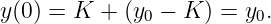 y(0) = K + (y0 − K ) = y0.
