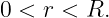 0 < r <  R.
