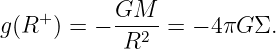     +      GM
g(R  ) = − ---2-=  − 4 πG Σ.
            R

