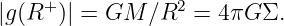     +            2
|g (R  )| = GM  ∕R   = 4πG Σ.
