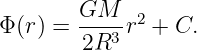 Φ (r) = GM--r2 + C.
        2R3
