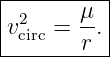|-2-----μ--|
|vcirc = --.|
--------r--|
