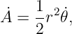     1 2
˙A =  -r ˙𝜃,
     2
