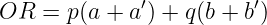             ′          ′
OR  = p(a + a ) + q (b + b )
