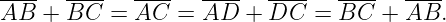 ----  ----   ----   ----  ----   ----  ----
AB  + BC   = AC  =  AD  + DC  =  BC  + AB.
