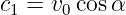 c1 = v0 cosα
