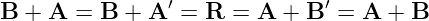 B +  A =  B + A ′ = R =  A + B ′ = A + B
