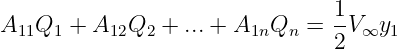                                 1-
A11Q1  + A12Q2  + ...+  A1nQn  = 2 V∞y1
