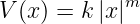             m
V (x) = k|x|
