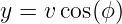 y = vcos(ϕ )
