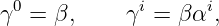  0           i      i
γ  = β,     γ  = βα  ,
