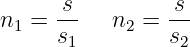 n1 =  s-   n2 =  s-
      s1         s2
