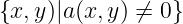 {x, y)|a(x, y) ⁄= 0}