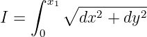      ∫ x
        1∘ ---2-----2
I =   0    dx  +  dy

