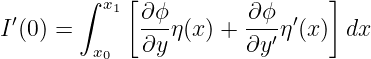        ∫  x [                  ]
 ′         1 ∂-ϕ       -∂ϕ- ′
I (0 ) =  x   ∂y η(x ) + ∂y ′η(x) dx
          0
