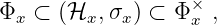                   ×
Φx ⊂  (ℋx, σx) ⊂ Φx ,
