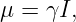 μ = γI,
