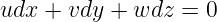 udx +  vdy + wdz  = 0
