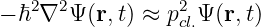 − ℏ2∇2 Ψ(r,t) ≈ p2cl.Ψ (r,t)
