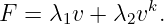               k
F = λ1v +  λ2v .
