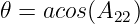 𝜃 = acos(A22)
