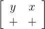 [        ]
   y  x
  +   +