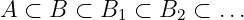A ⊂  B ⊂ B   ⊂ B  ⊂  ...
           1     2
