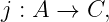 j : A →  C,
