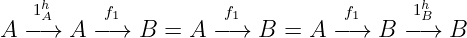     h                                   h
A  1−A→  A −f1→ B  = A  −f1→  B =  A −f→1 B  −1B→  B
