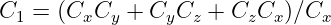 C1 = (CxCy  + CyCz  + CzCx )∕Cx
