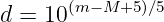 d = 10(m−M+5 )∕5
