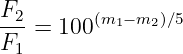 F2-=  100(m1 −m2)∕5
F1
