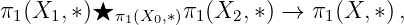 π1(X1, ∗)⋆ π (X ,∗)π1(X2, ∗) → π1(X, ∗),
            1  0
