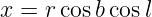 x =  rcosb cosl
